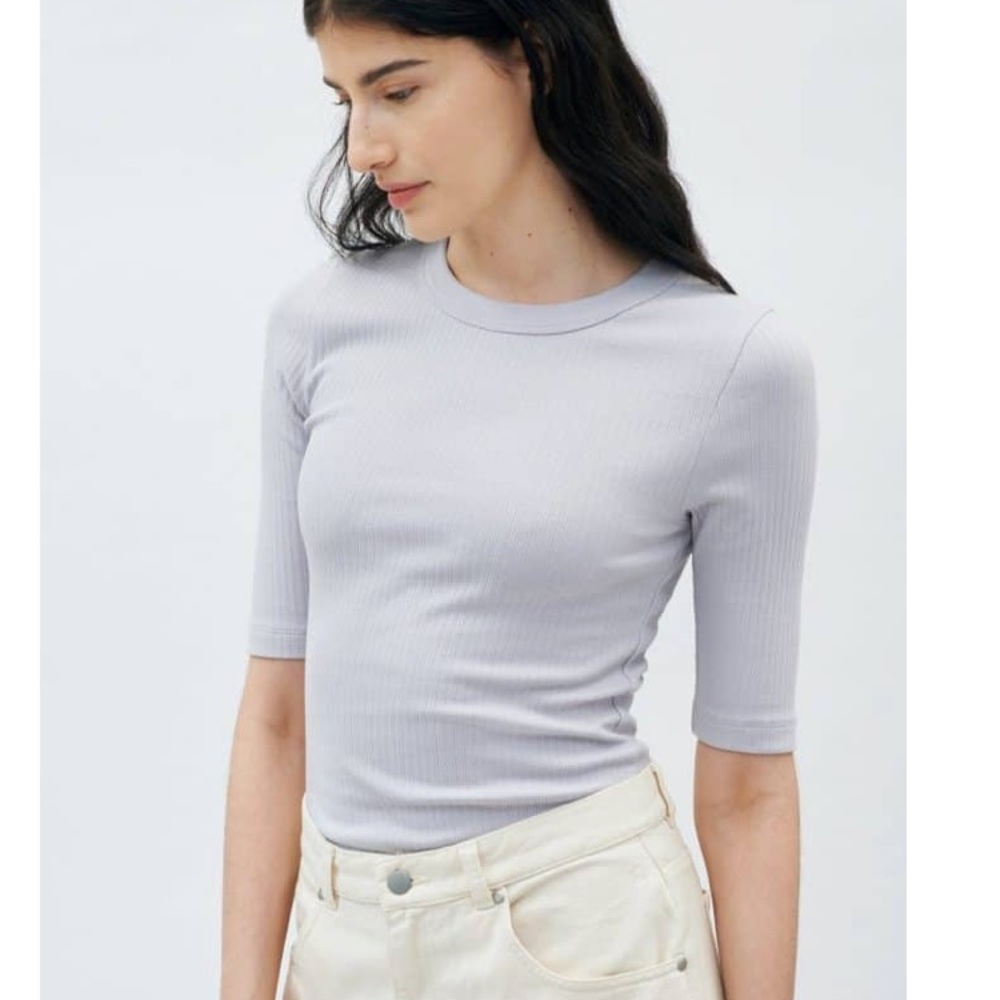 Kotn lavender ribbed crewneck shirt